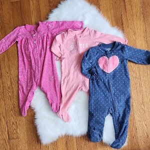 Baby Girl One Piece Footies Bundle, 9M